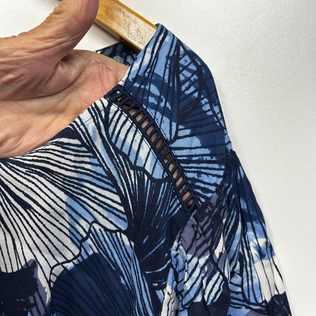 Autograph Navy and White Print Top - Size 24