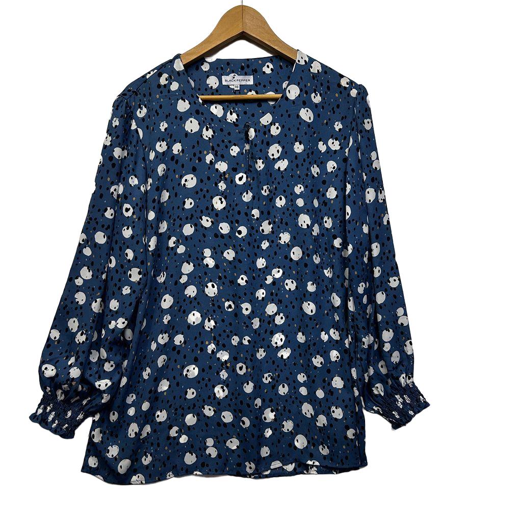 Black Pepper Blue Spot Top - Size 18