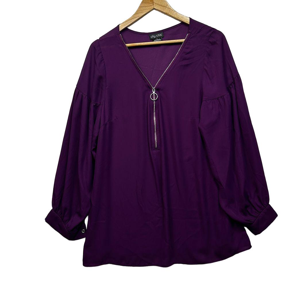 City Chic Purple Long Sleeve Top - Size 16/S