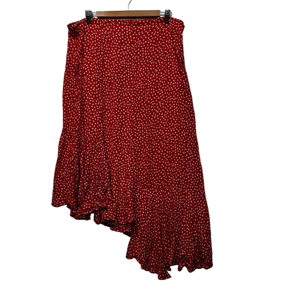 You + All Red Floral Asymmetric Skirt - Size 18