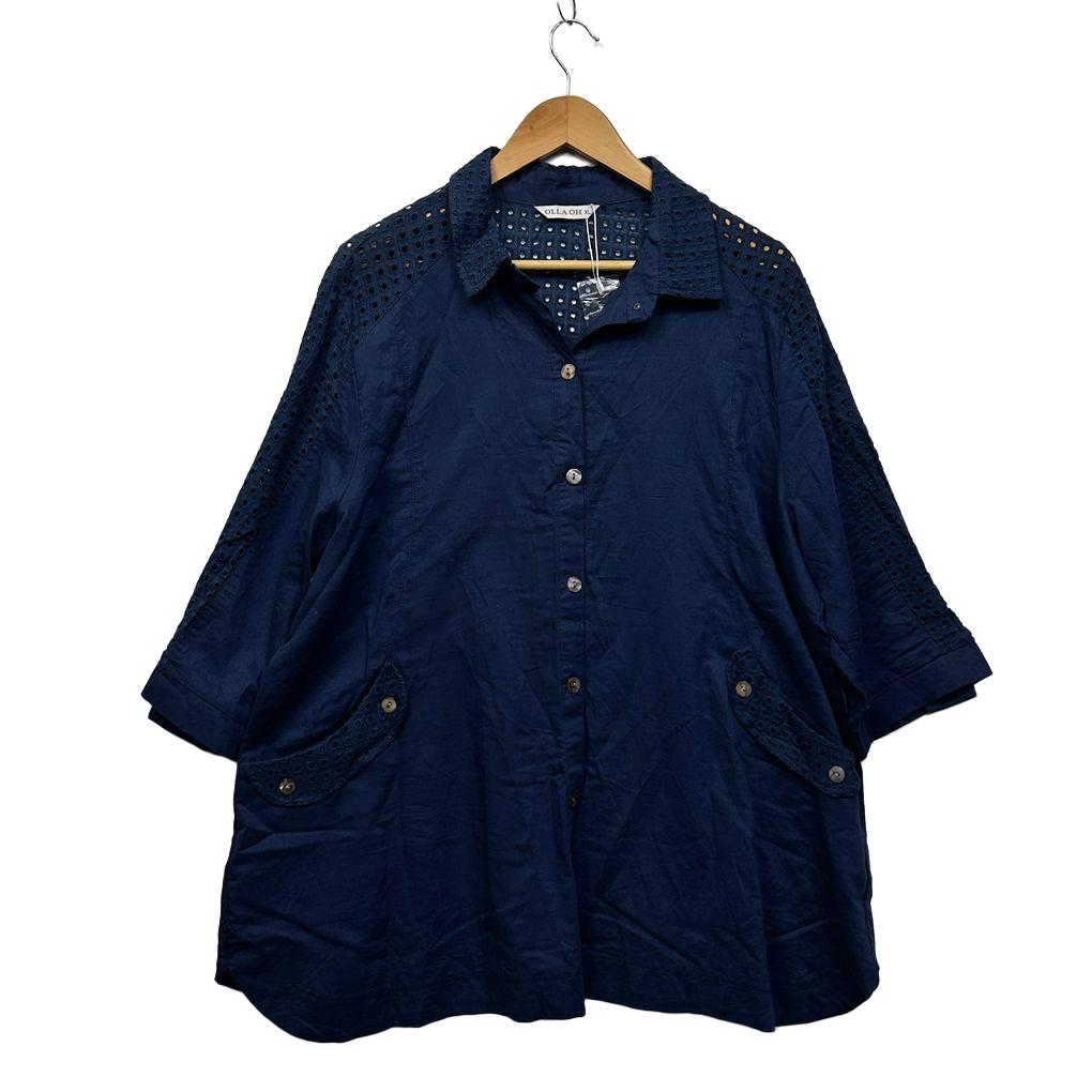 Olla Oh Broderie Shirt - Size XL