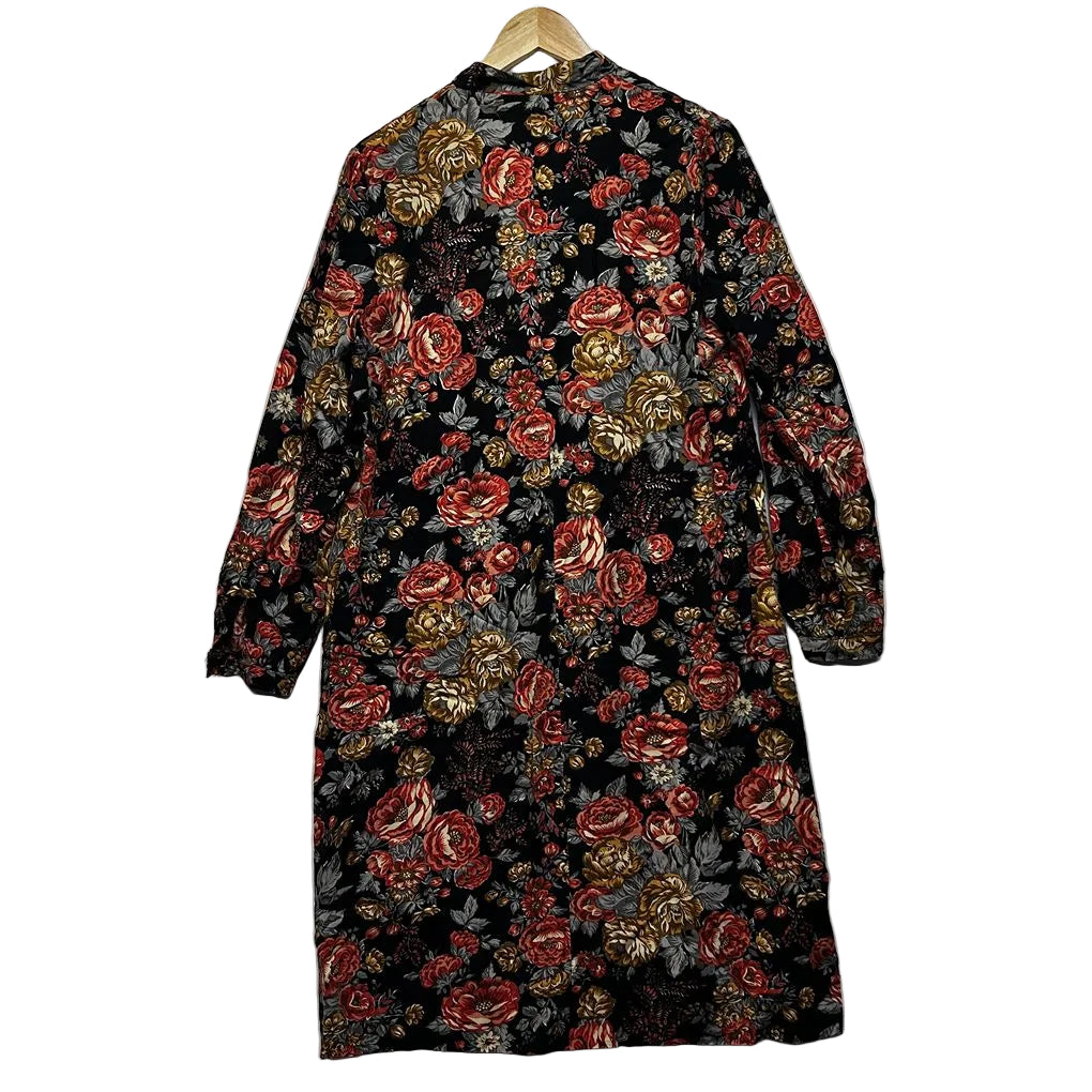 Handmade Black Floral Dress - Size 16/18