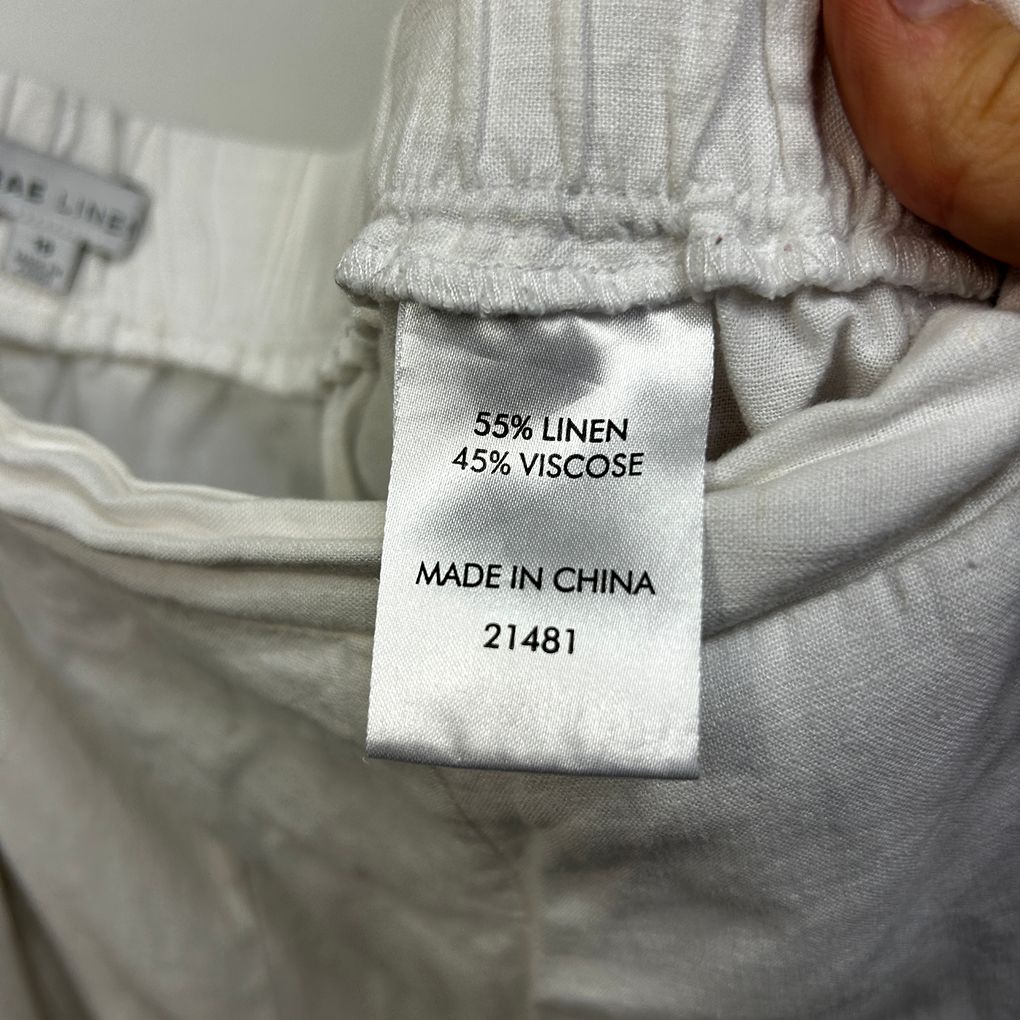 Suzanne Grae White Plus Size Linen Cropped Pants - Size 18