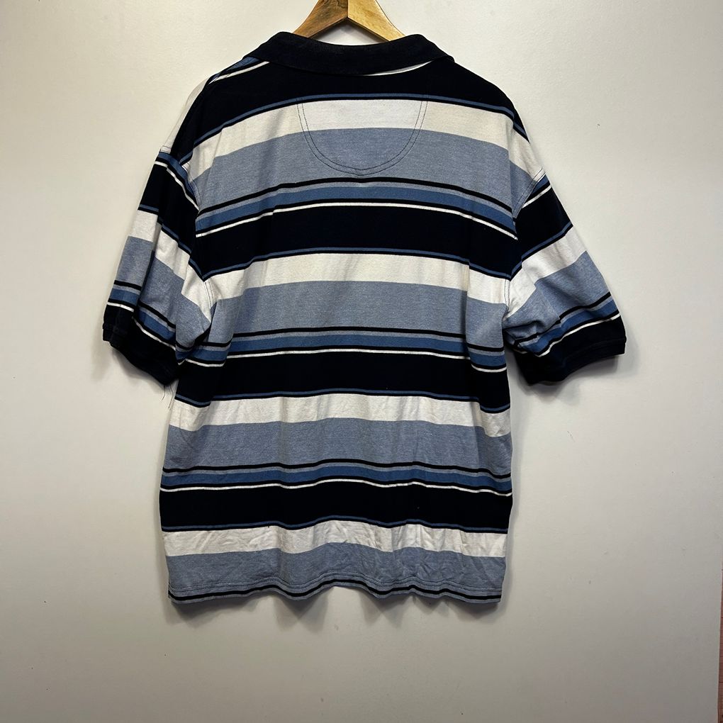 Thomas Cook Blue Striped Cotton Mens Polo - Size XXL