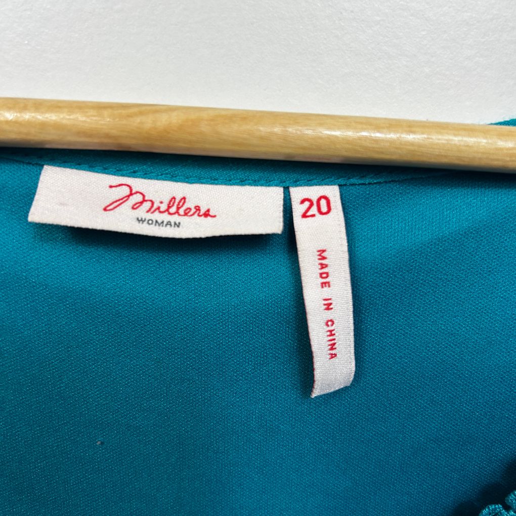 Millers Teal Embellished Top - Size 20