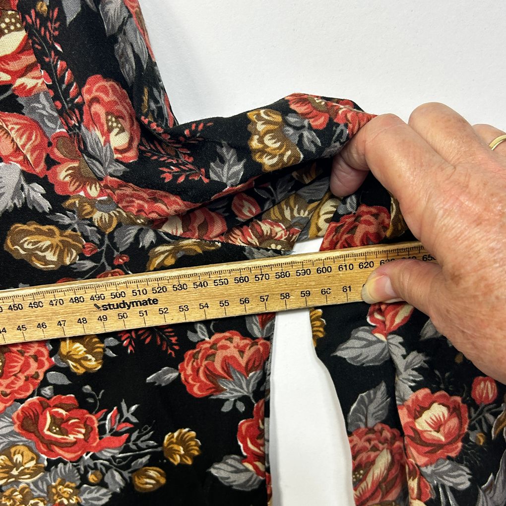Handmade Black Floral Dress - Size 16/18