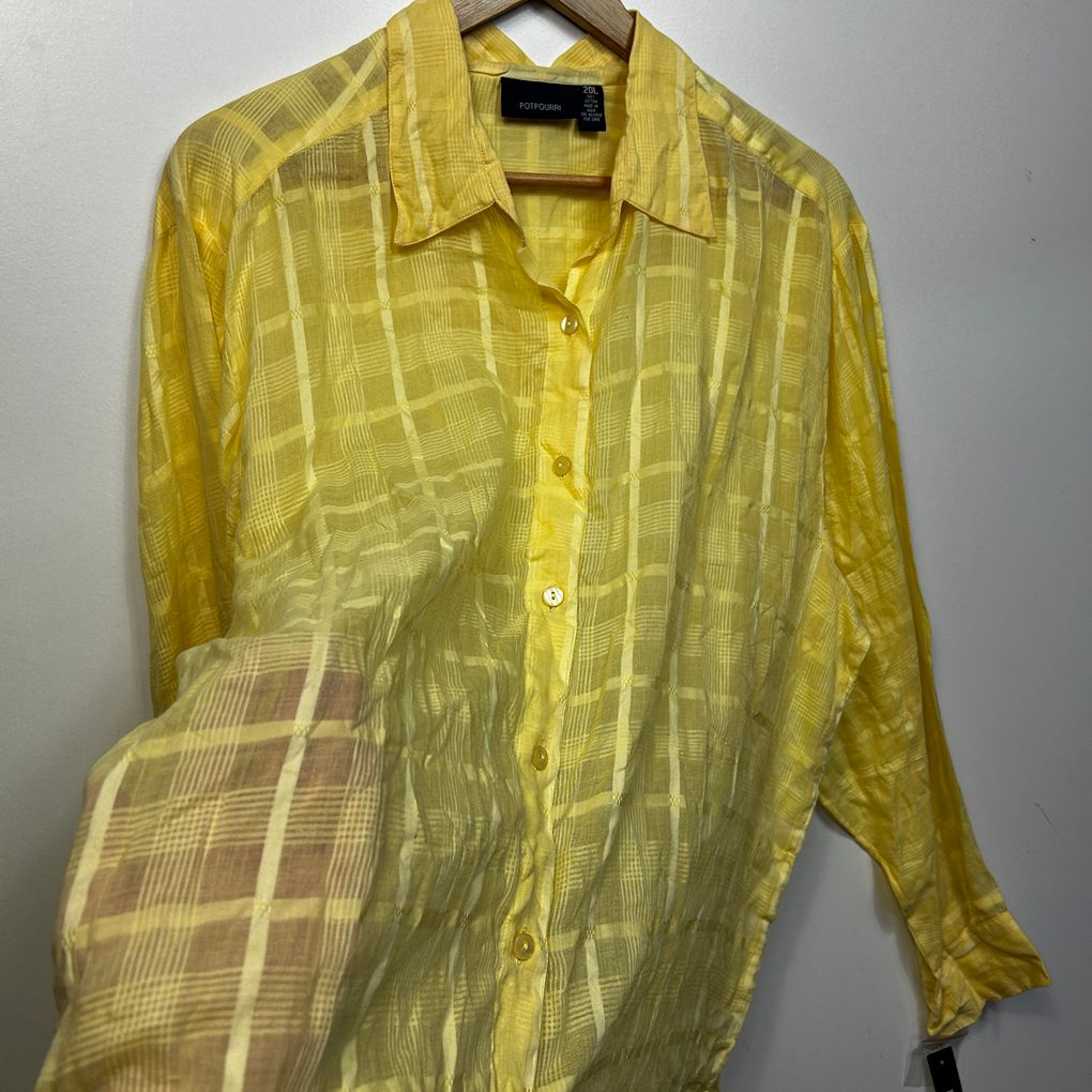 Potpourri Yellow Plus Size Cotton Shirt - Size 20L (New with fault)