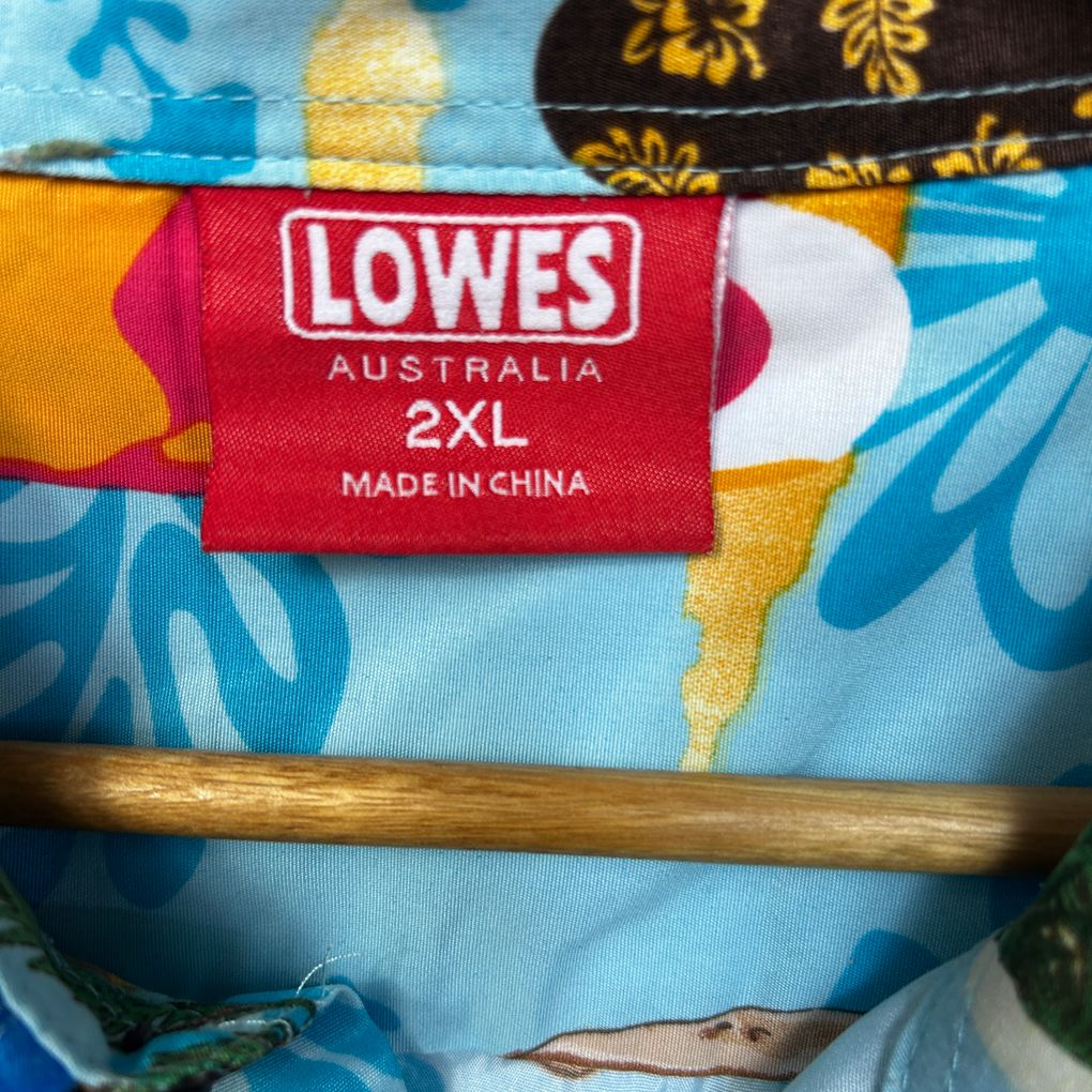 Lowes Blue Hawaiian Print Shirt - Size 2XL