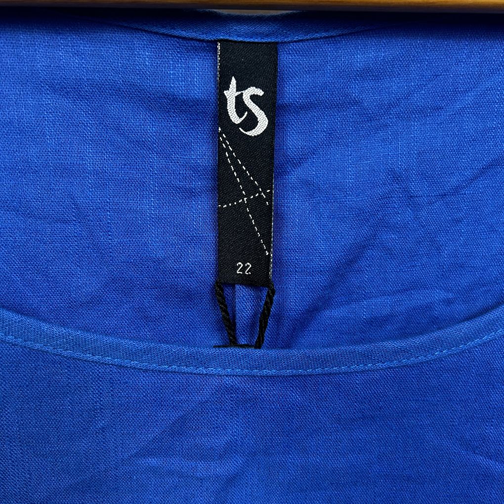 Taking Shape Blue French Linen Dress - Size 22