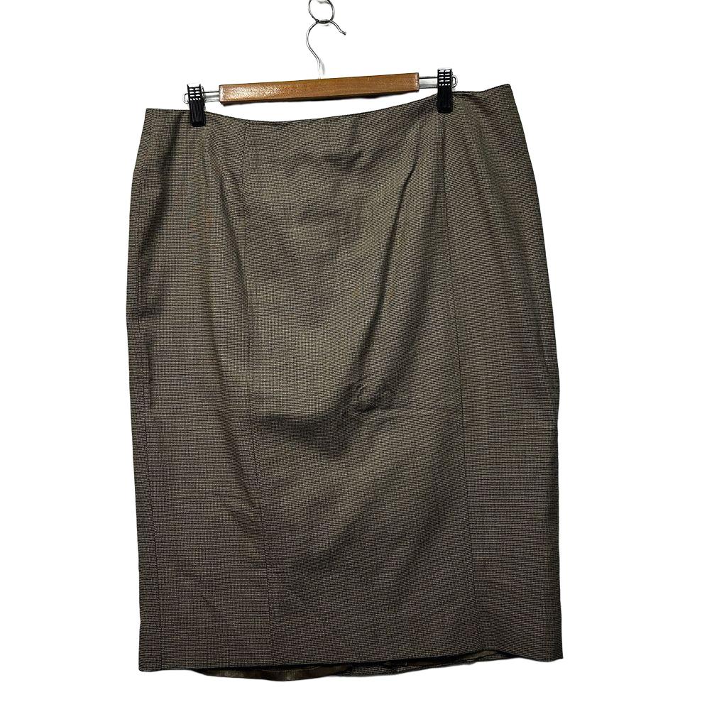 Vintage Perri Cutten Brown Check Wool Skirt - Size 16