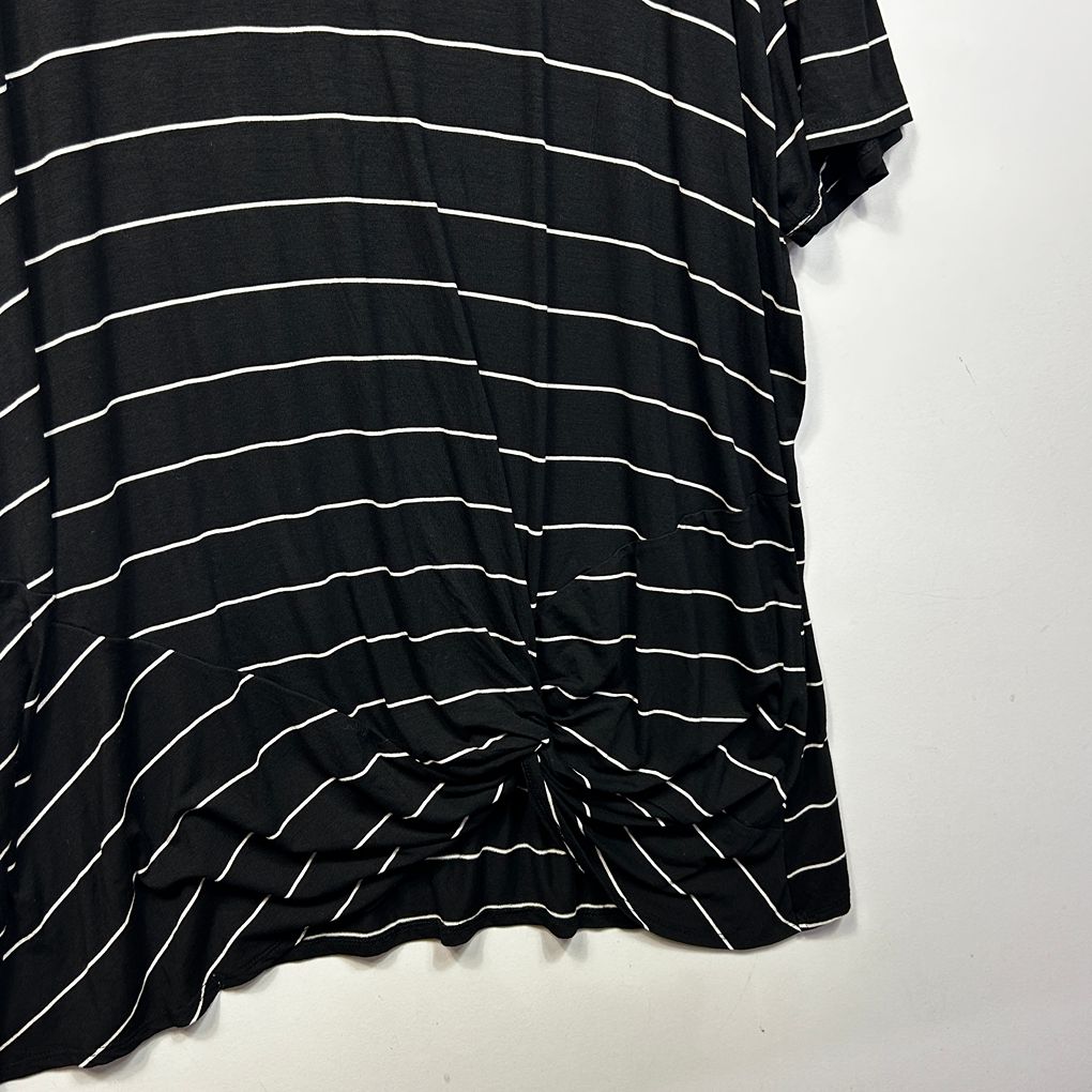 Alexia Black Plus Size Striped Top - Size 26