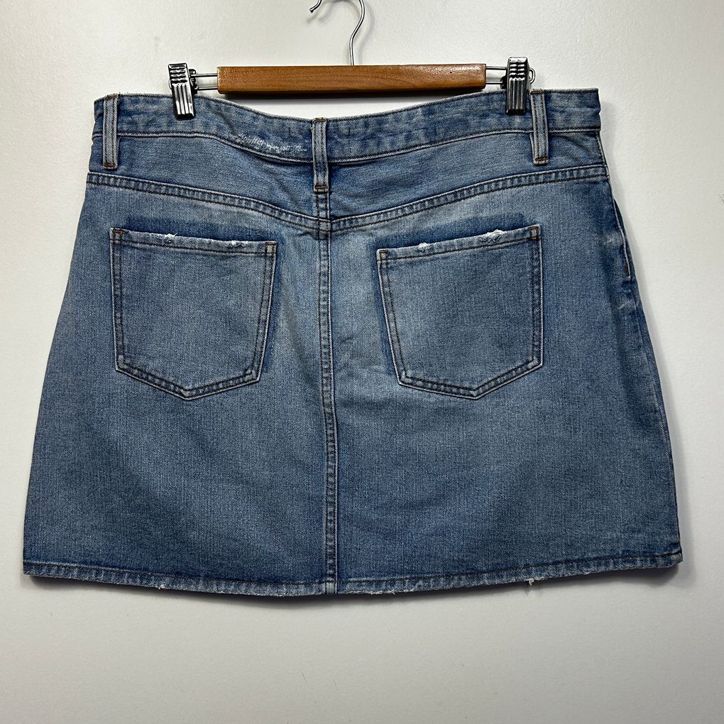 Witchery Blue Cotton Denim Skirt - Size 16