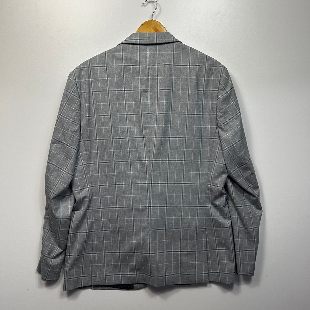 Politix Grey Slim Stretch Check Mens Jacket Blazer - Size 2XL