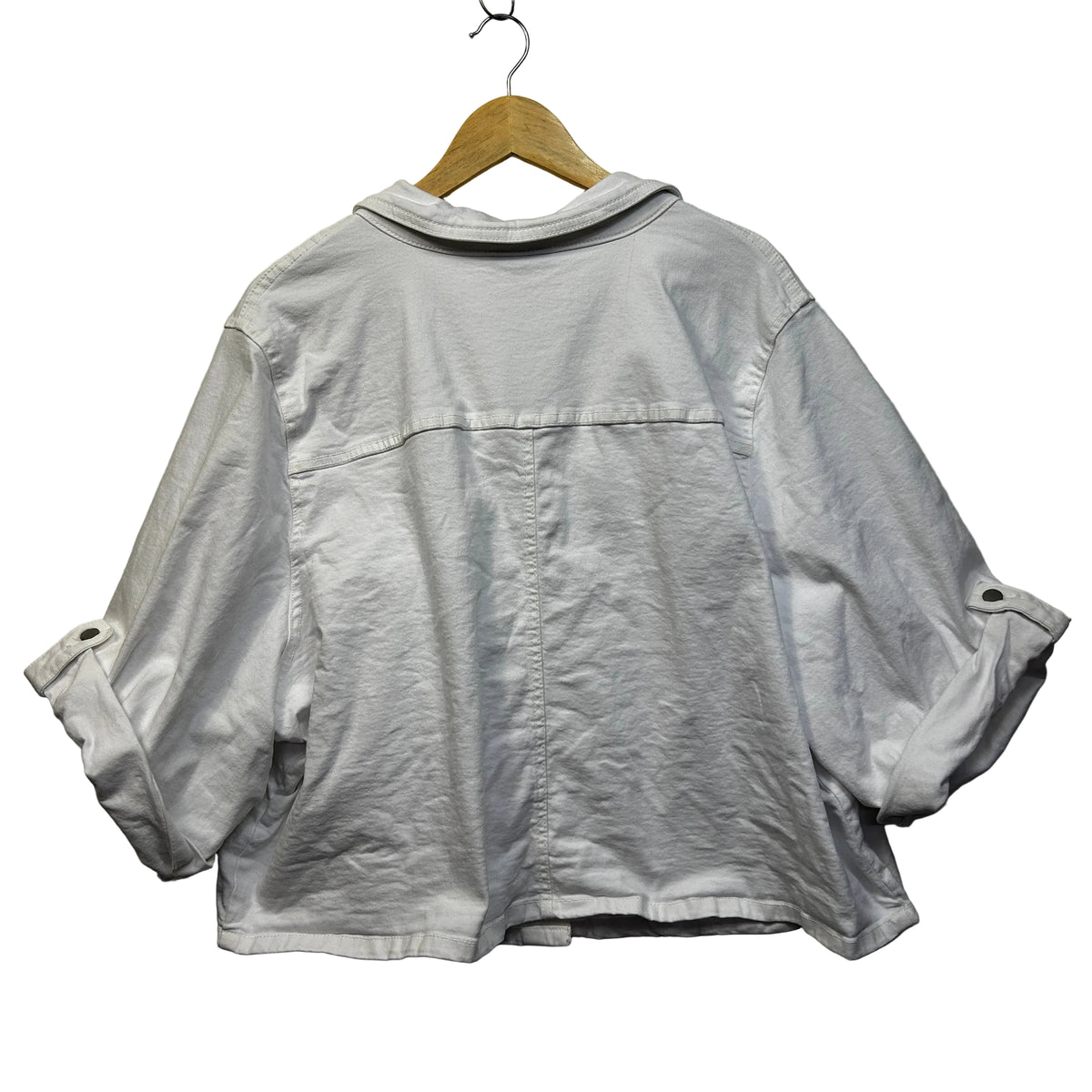 Autograph White Plus Size Cotton Denim Cropped Jacket - Size 26
