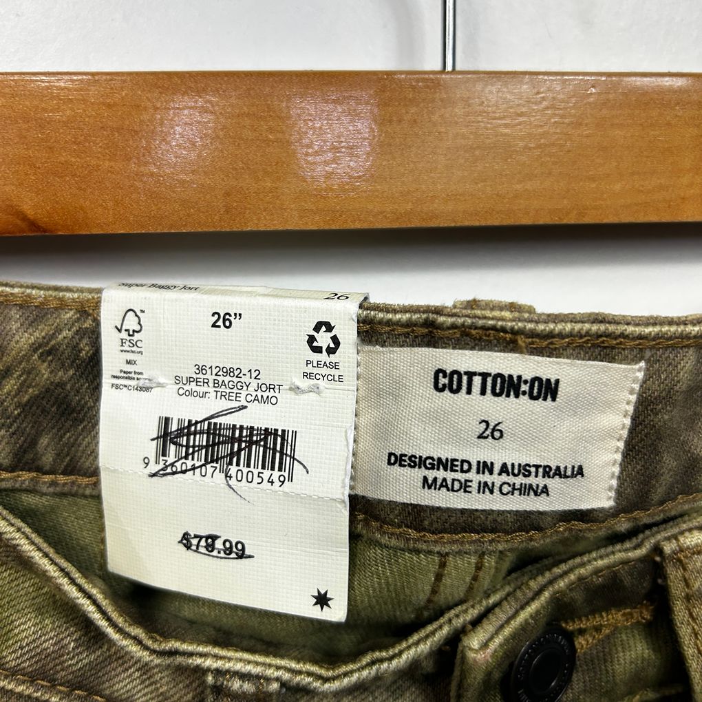 Cotton On Womens Green Camo Super Baggy Denim Jort Shorts Size 26 (AU 8) NWT ebay