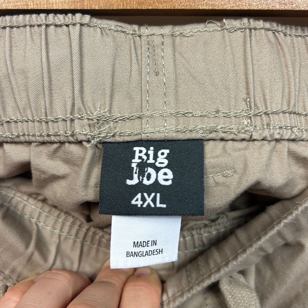 Big Joe Beige Plus Size Cotton Cargo Shorts - Size 4XL