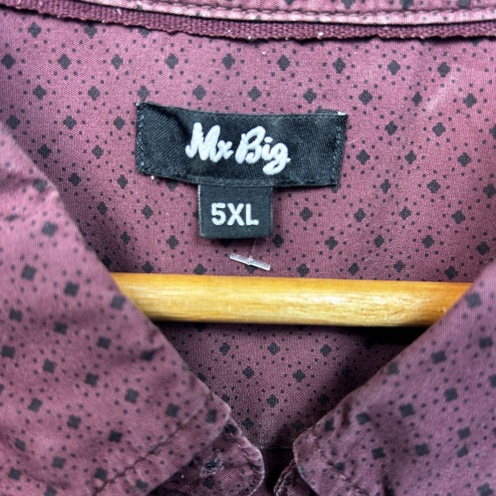 Mr Big Burgundy Cotton Short Sleeve Shirt - Size 5XL