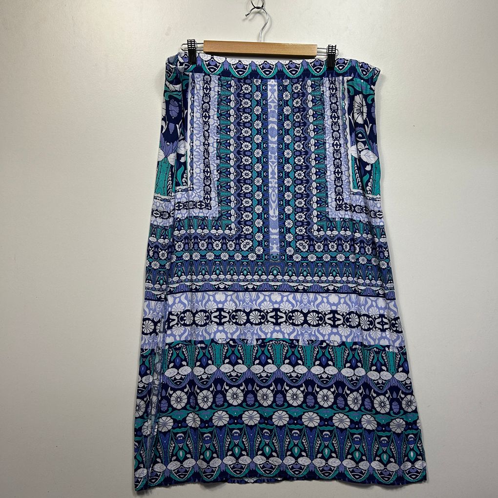 Rockmans Blue Plus Size Midi Skirt - Size 18
