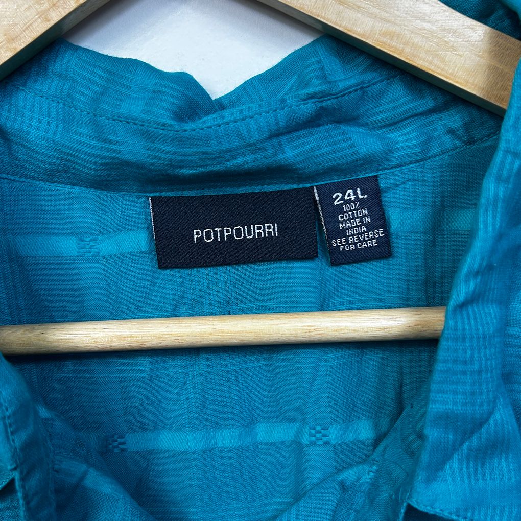 Potpourri Teal Plus Size Cotton Shirt - Size 24L