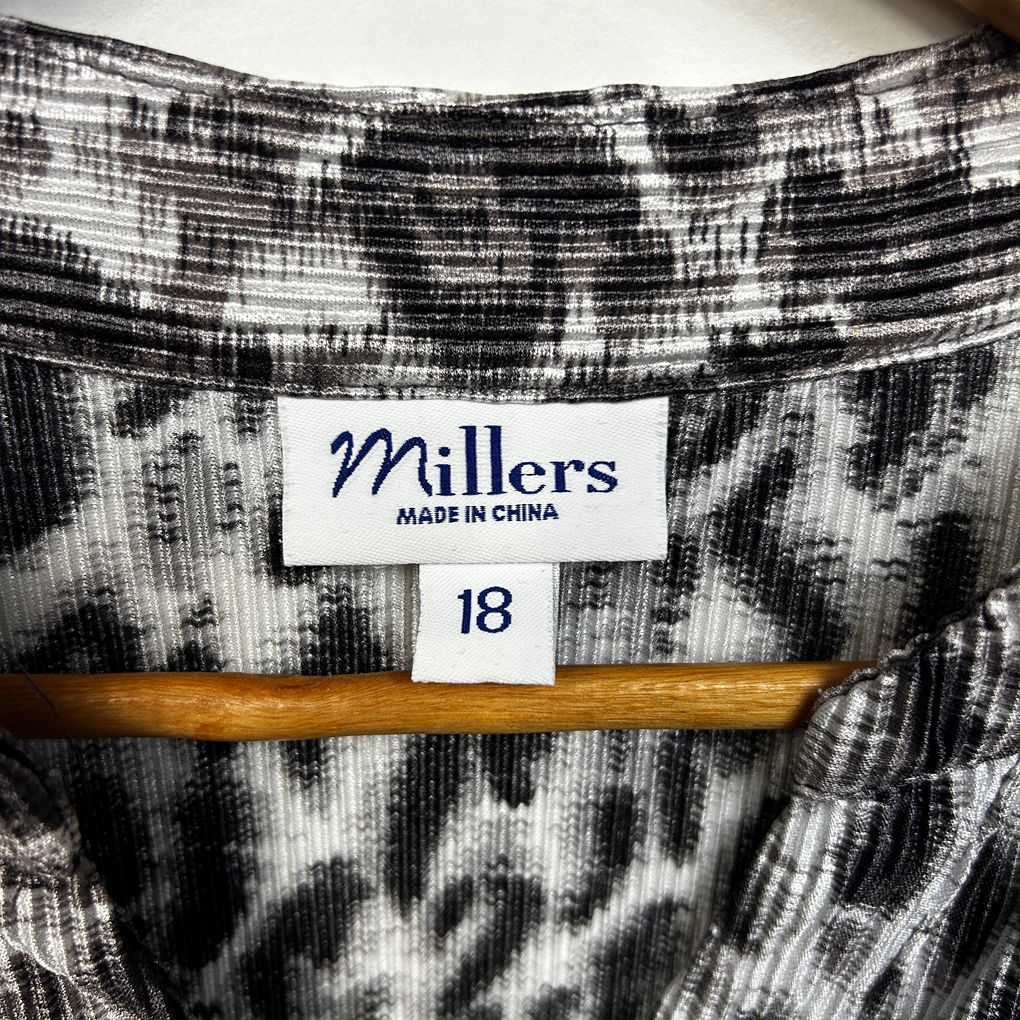 Millers Grey Plus Size Animal Print Sleeveless Top - Size 18