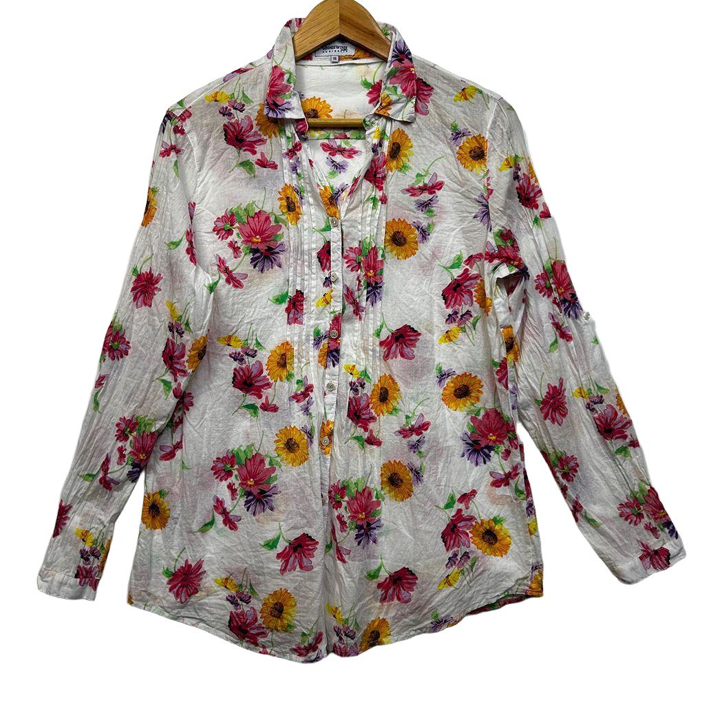 Goondiwindi Cotton White Floral Shirt - Size 16