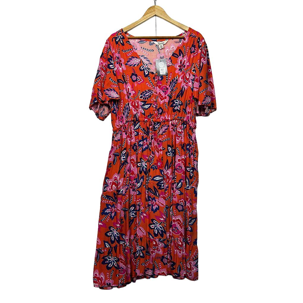 Beme Orange Plus Size Floral Dress - Size 22 RRP $89.99
