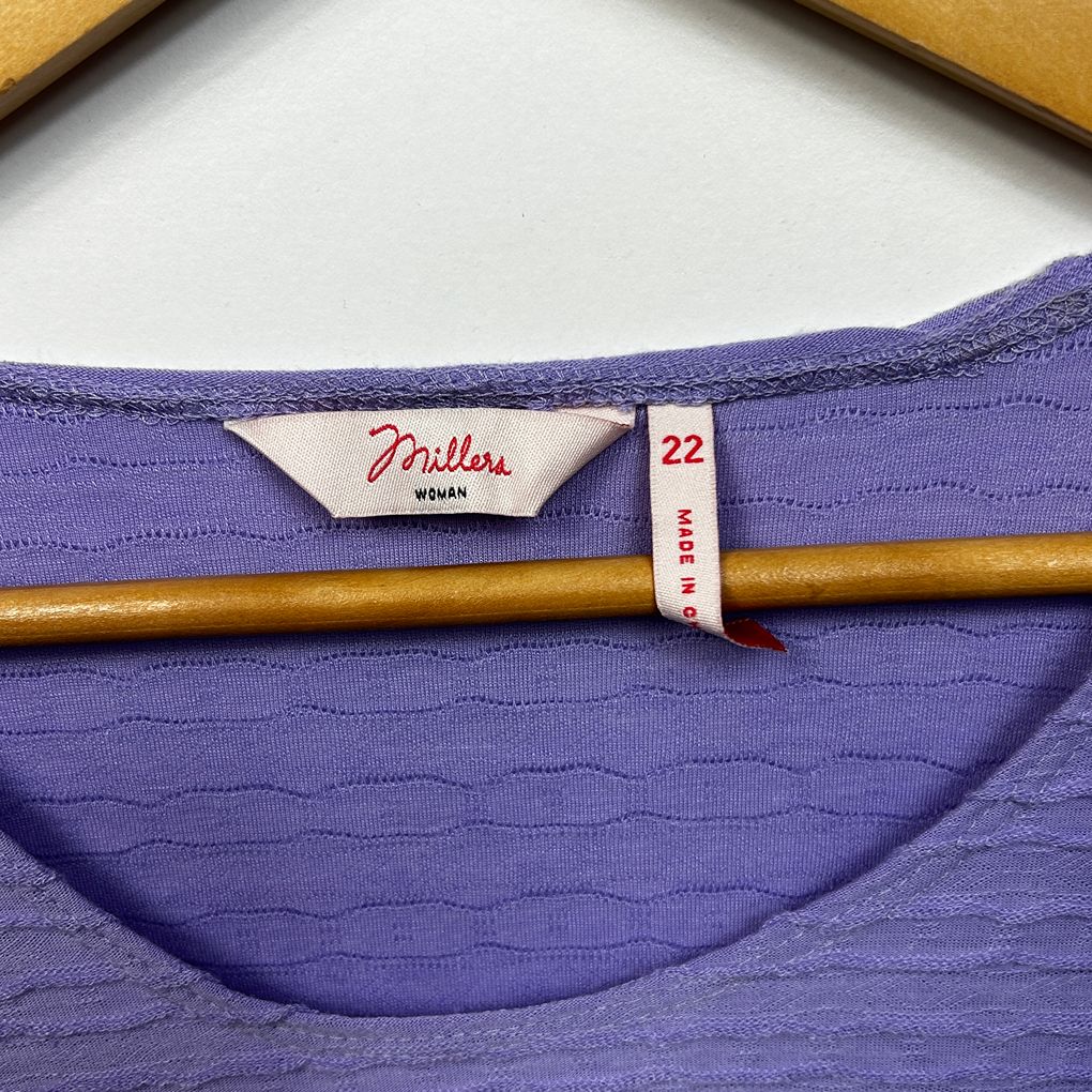 Millers Purple Plus Size Cotton Top - Size 22