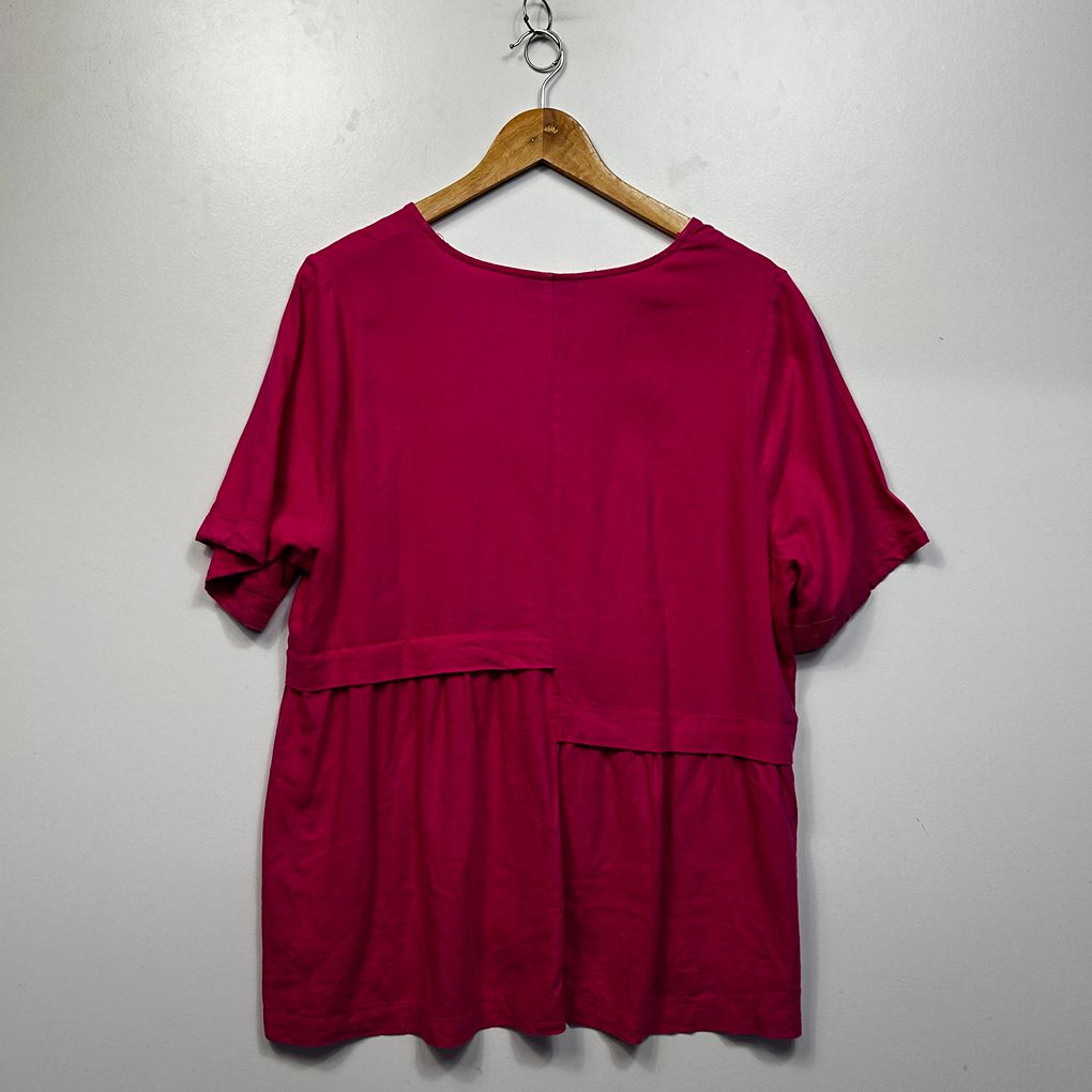 Autograph Pink Plus Size Linen Top - Size 16
