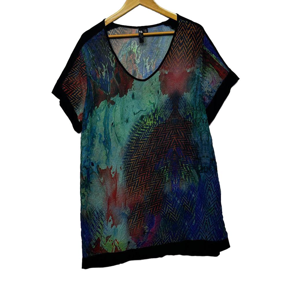 Taking Shape Multicoloured Print Top - Size 16