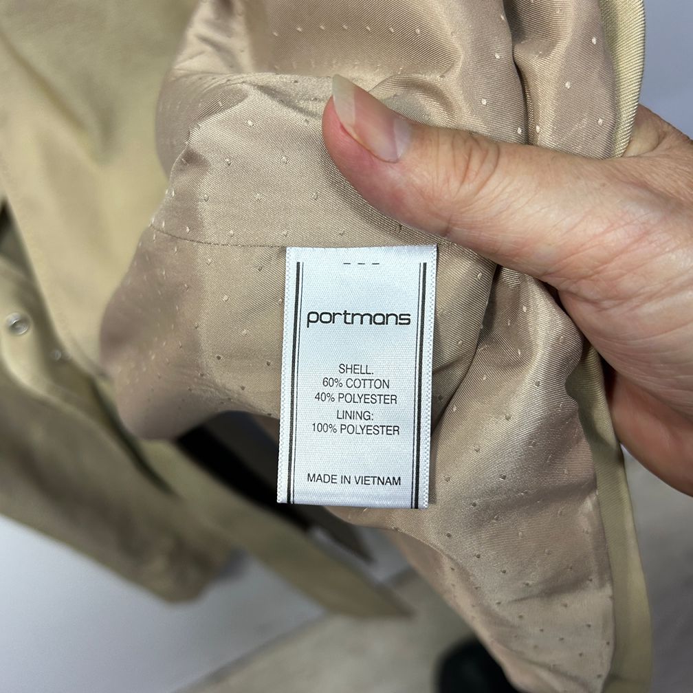 Portmans Beige Cotton Trench Coat - Size 14