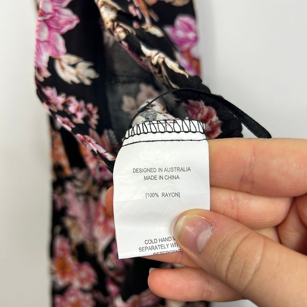 Label of Love Black Floral Wide Leg Pants - Size XL