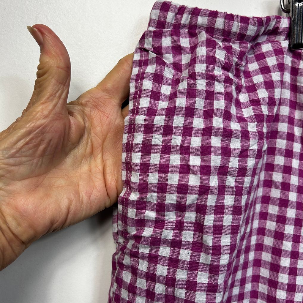 Henry Oscar Pink Gingham Check Cotton Pants - Size 20