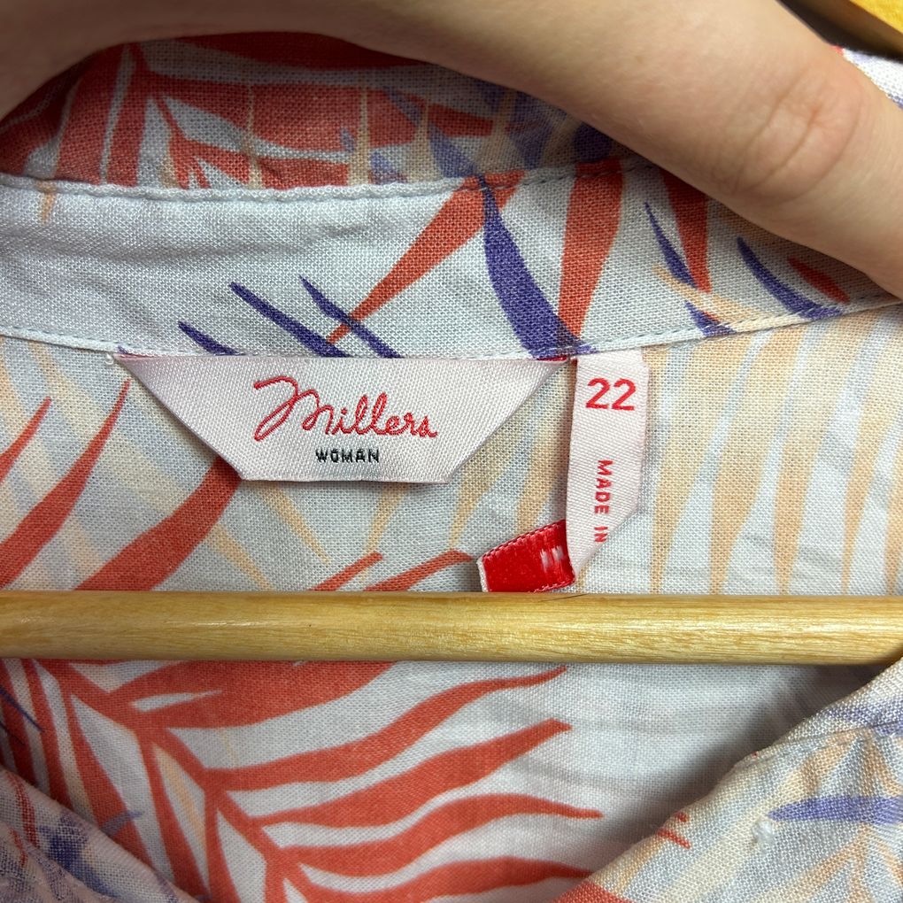 Millers Multicoloured Plus Size Linen Shirt - Size 22