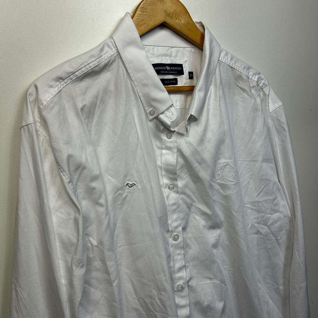 Ringers Western x Broncos White Plus Size Cotton Womens Shirt - Size 24