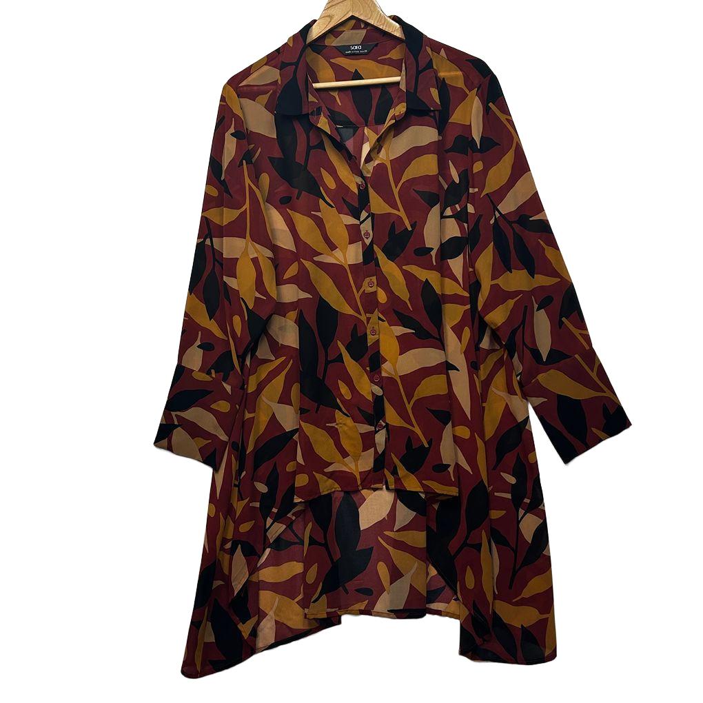 Sara Multicoloured Plus Size Hi Low Longline Shirt - Size 20
