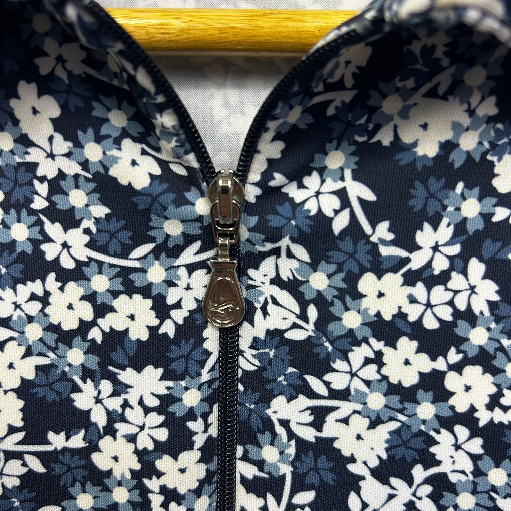 Birdee Sport Navy Floral Polo Golf Top - Size L