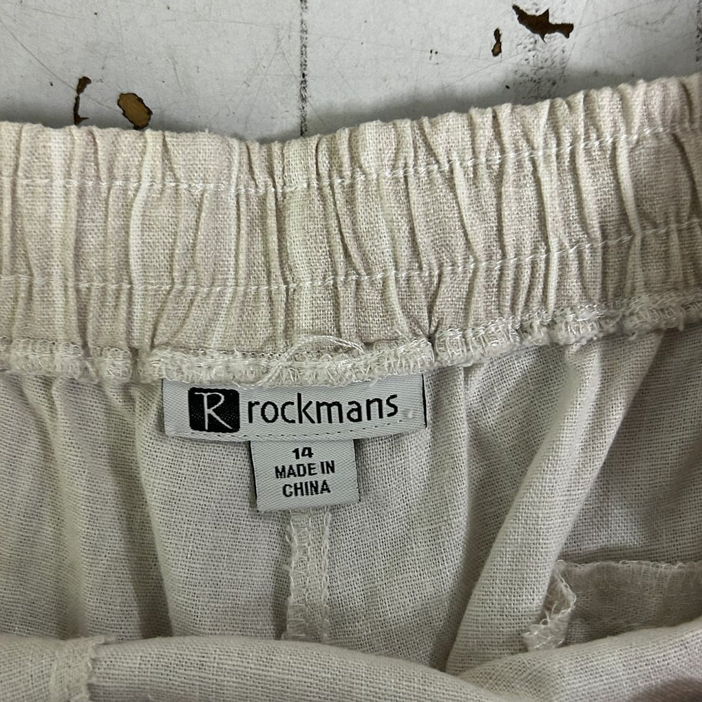 Rockmans Beige Linen Pants - Size 14