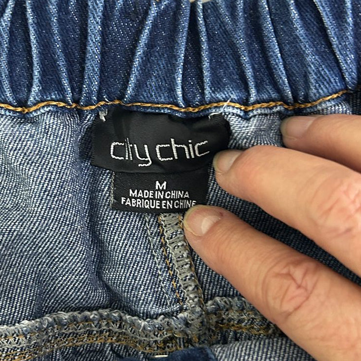 City Chic Blue Plus Size Cotton Denim Skirt - Size M/18