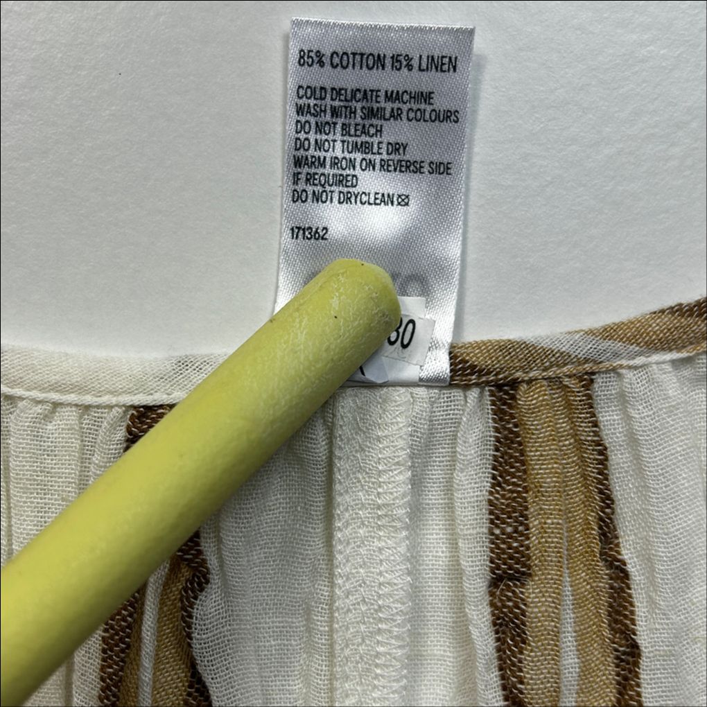 Anko Cream Striped Linen Top - Size 20