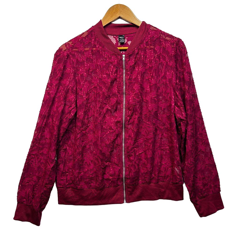 Ranlege Maroon Sheer Shacket Top - Size L