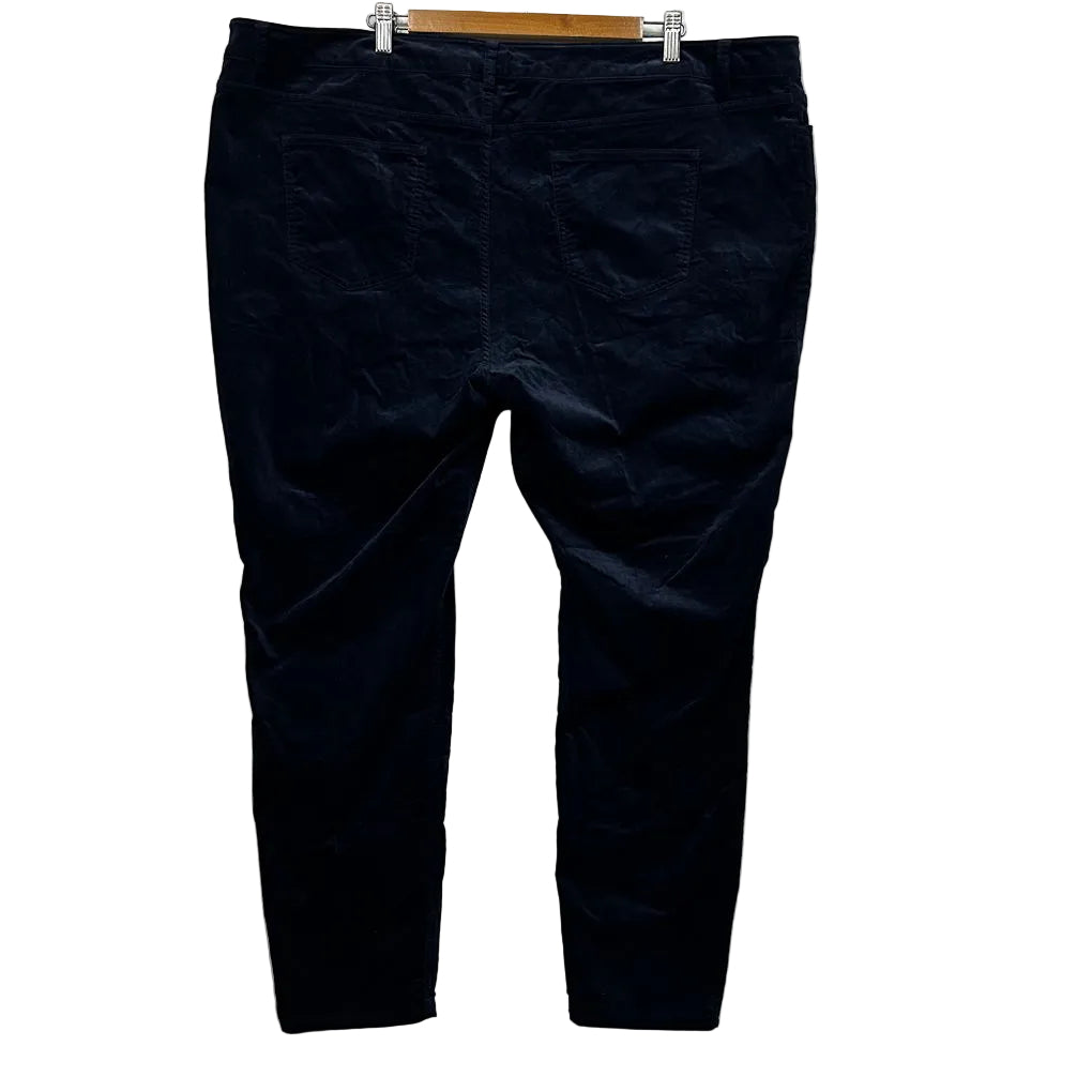 Sportscraft Navy Cotton Velvet Feel Pants - Size 18