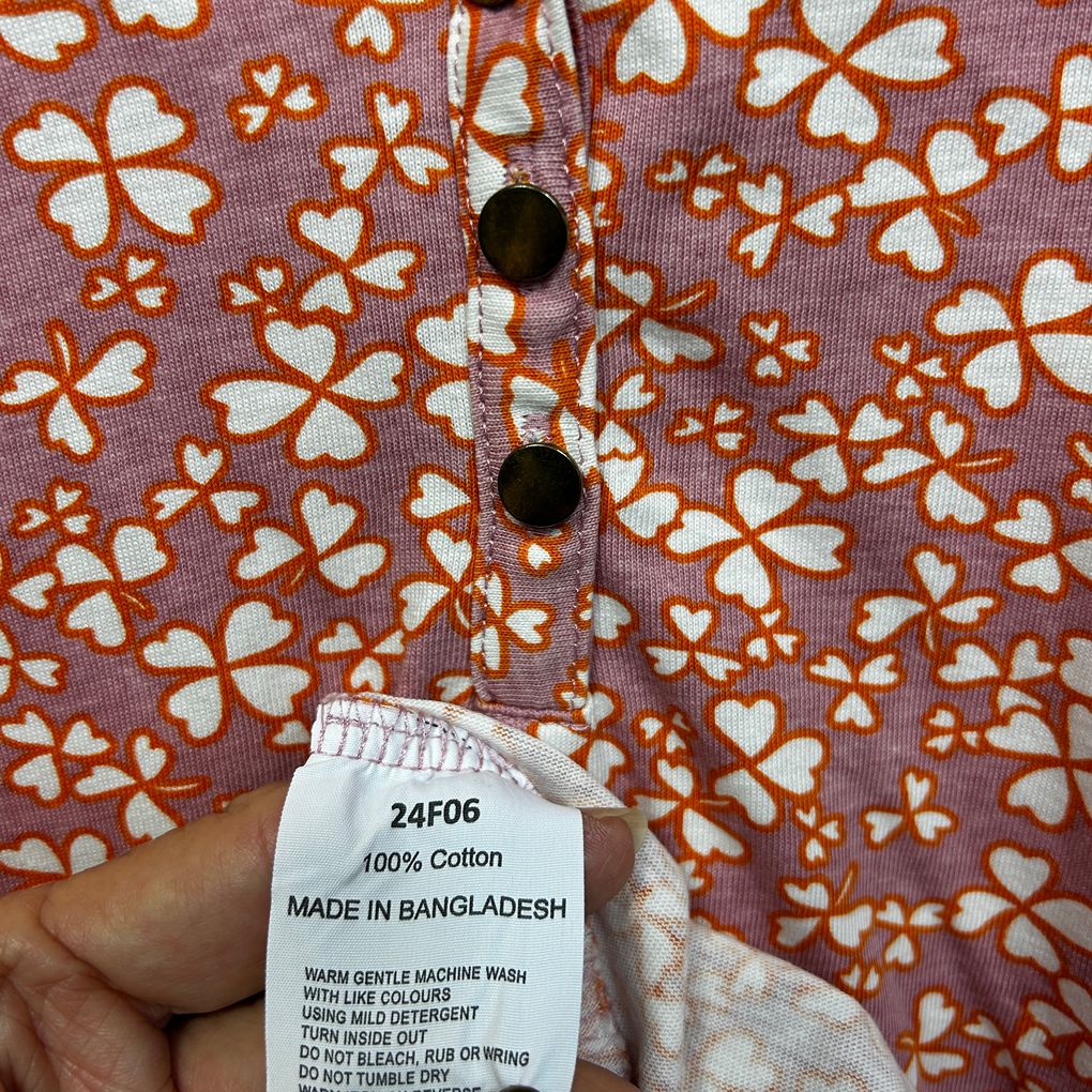 Damart Pink Cotton Floral Top - Size 22