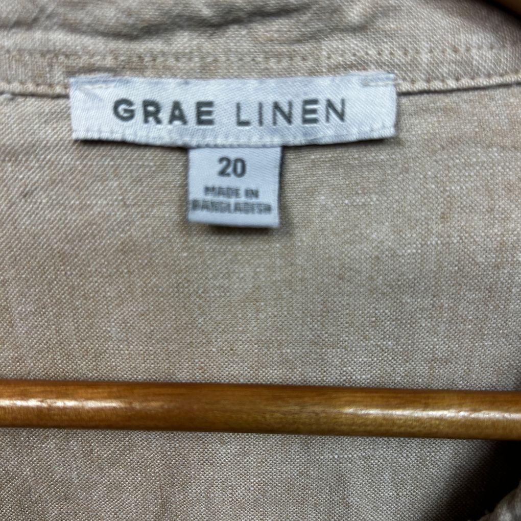 Suzanne Grae Linen Beige Linen Shirt - Size 20