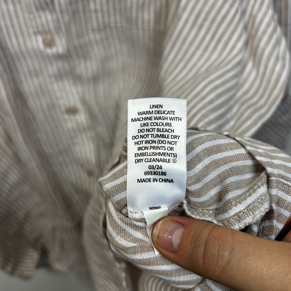 Target Beige Striped Plus Size Linen Shirt - Size 18