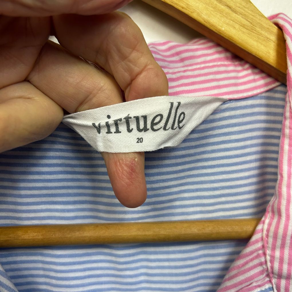 Virtuelle Multicoloured Cotton Striped Shirt Dress - Size 20