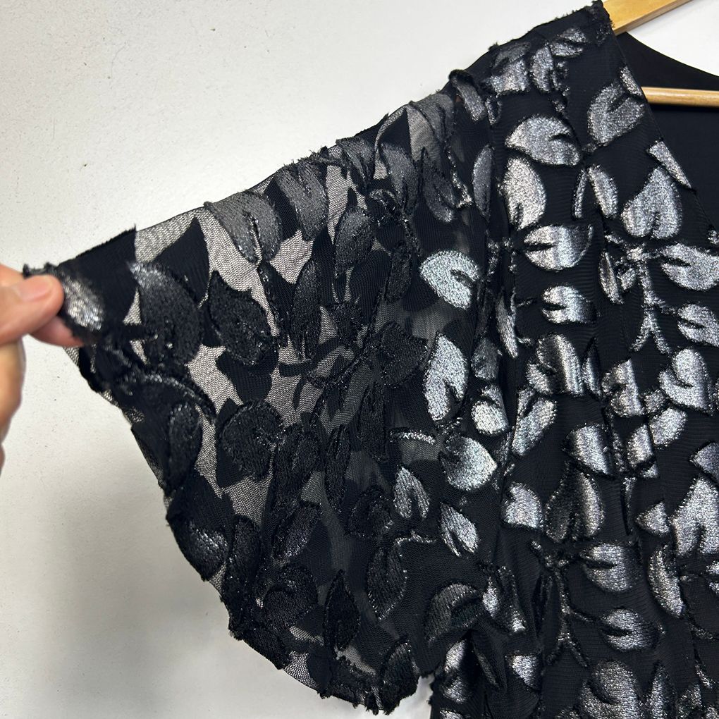 Taking Shape Black & Silver Evening Dress - Size 22