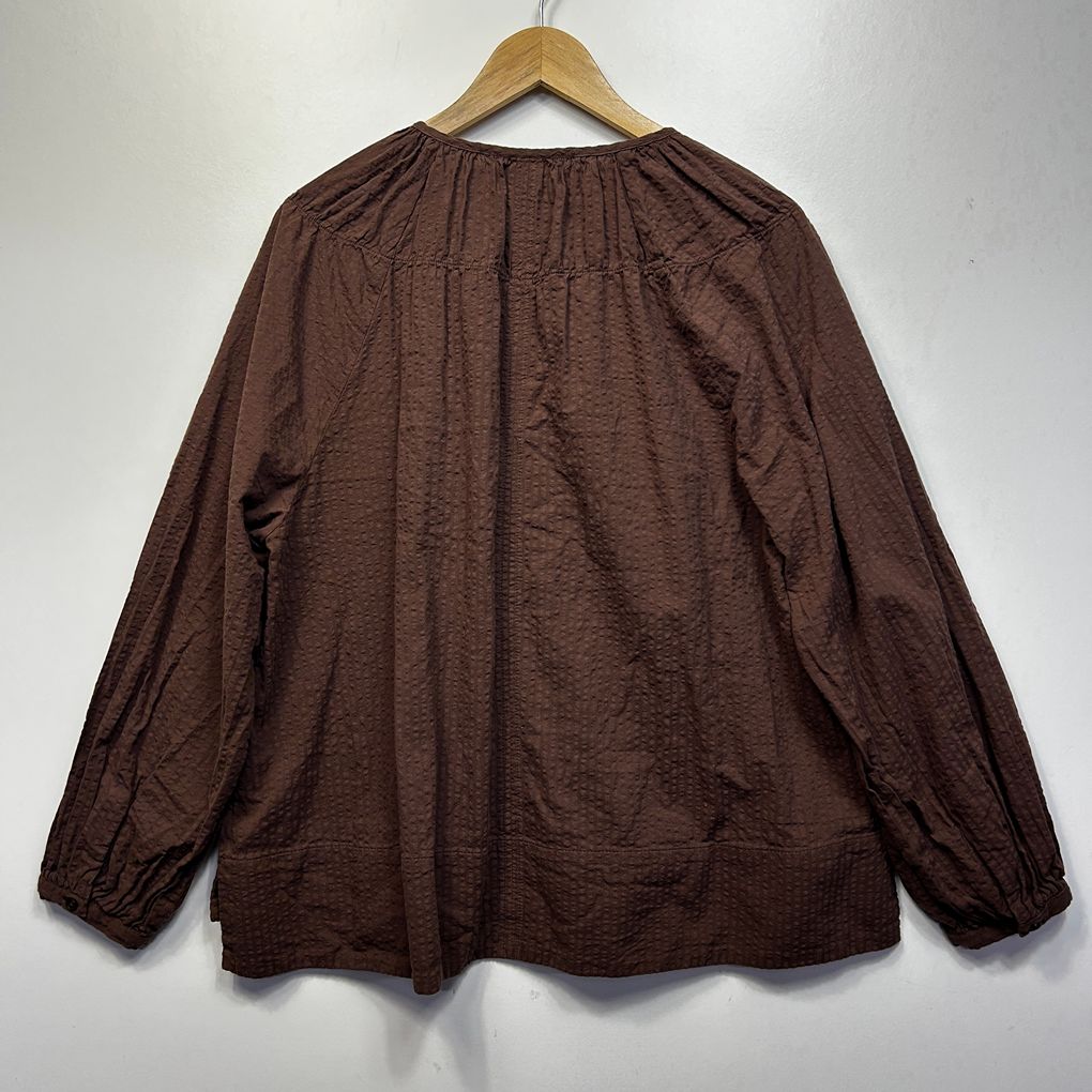 Sussan Chocolate Long Sleeve Cotton Top - Size 16