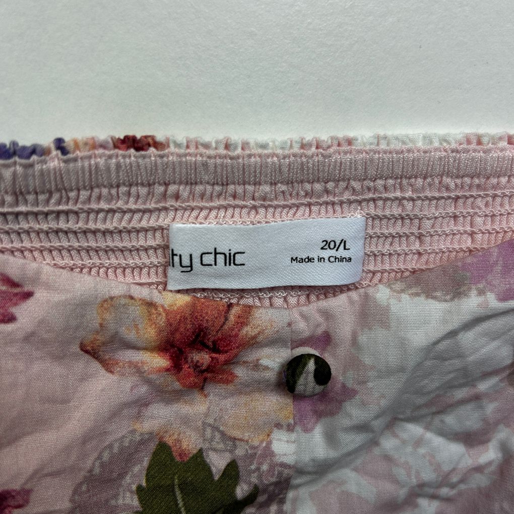 City Chic Pink Plus Size Cotton Top - Size L/20