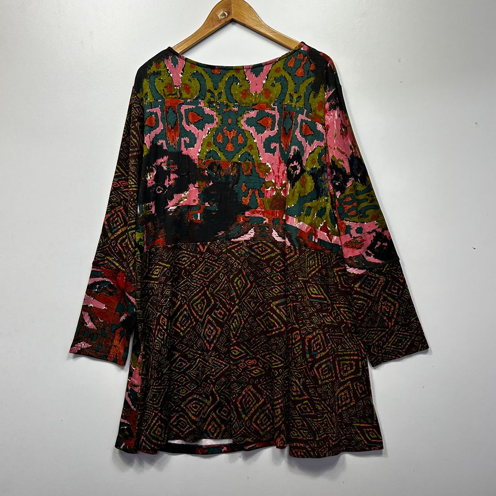 Orientique Multicoloured Print Dress/Longline Tunic Top - Size 18