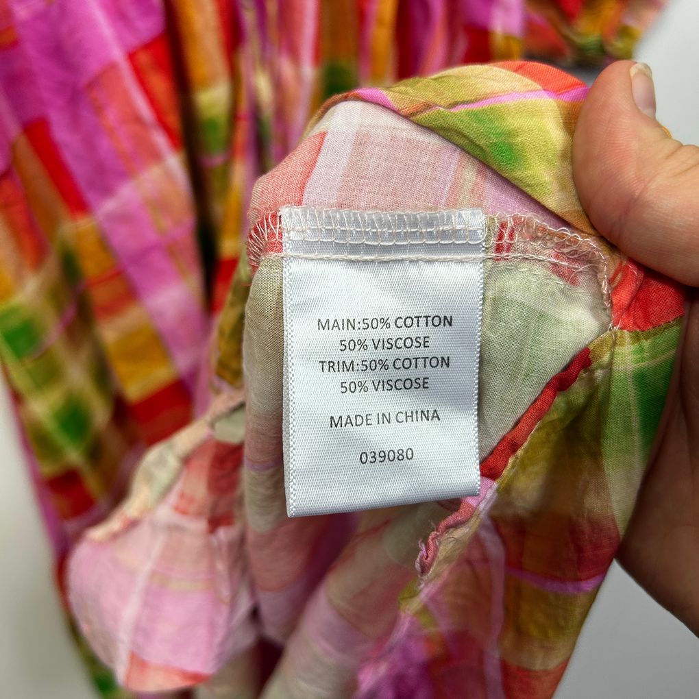 Sussan Pink Check Plus Size Cotton Dress - Size XXL